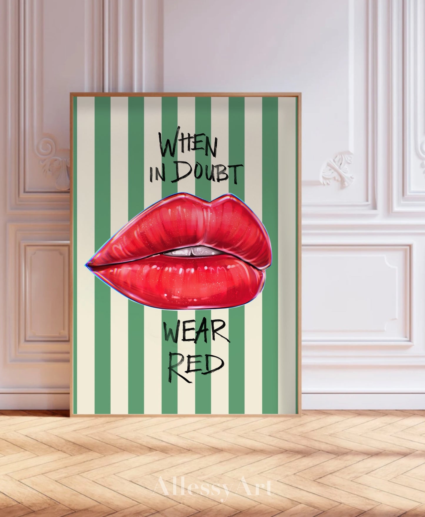 When in Doubt Wear Red Poster — Matte Vertical Lip Art Wall Print