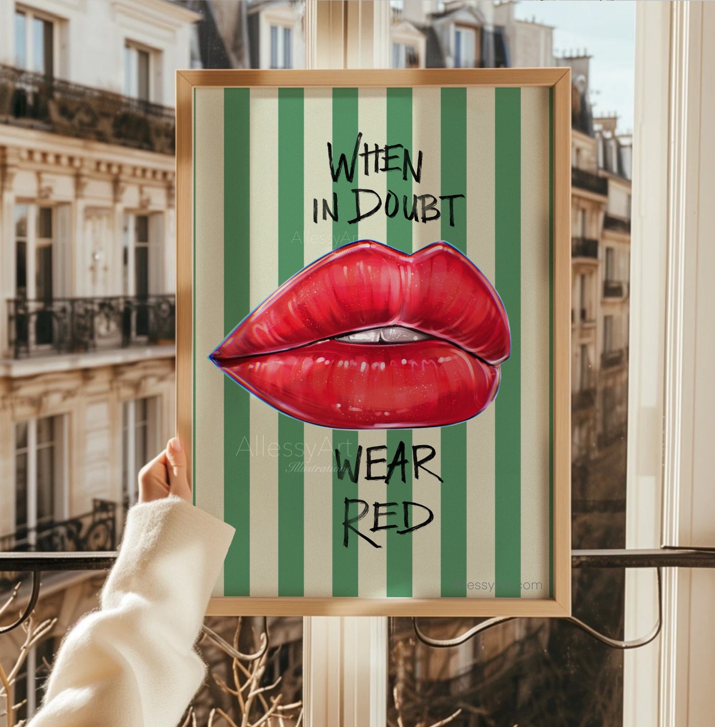 When in Doubt Wear Red Poster — Matte Vertical Lip Art Wall Print