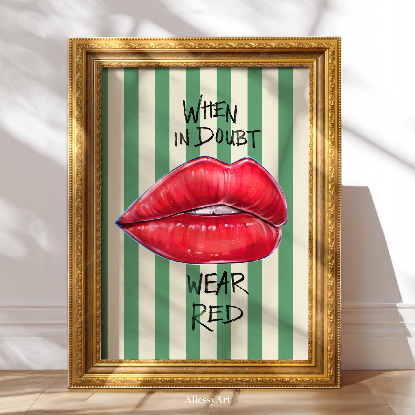 When in Doubt Wear Red Poster — Matte Vertical Lip Art Wall Print