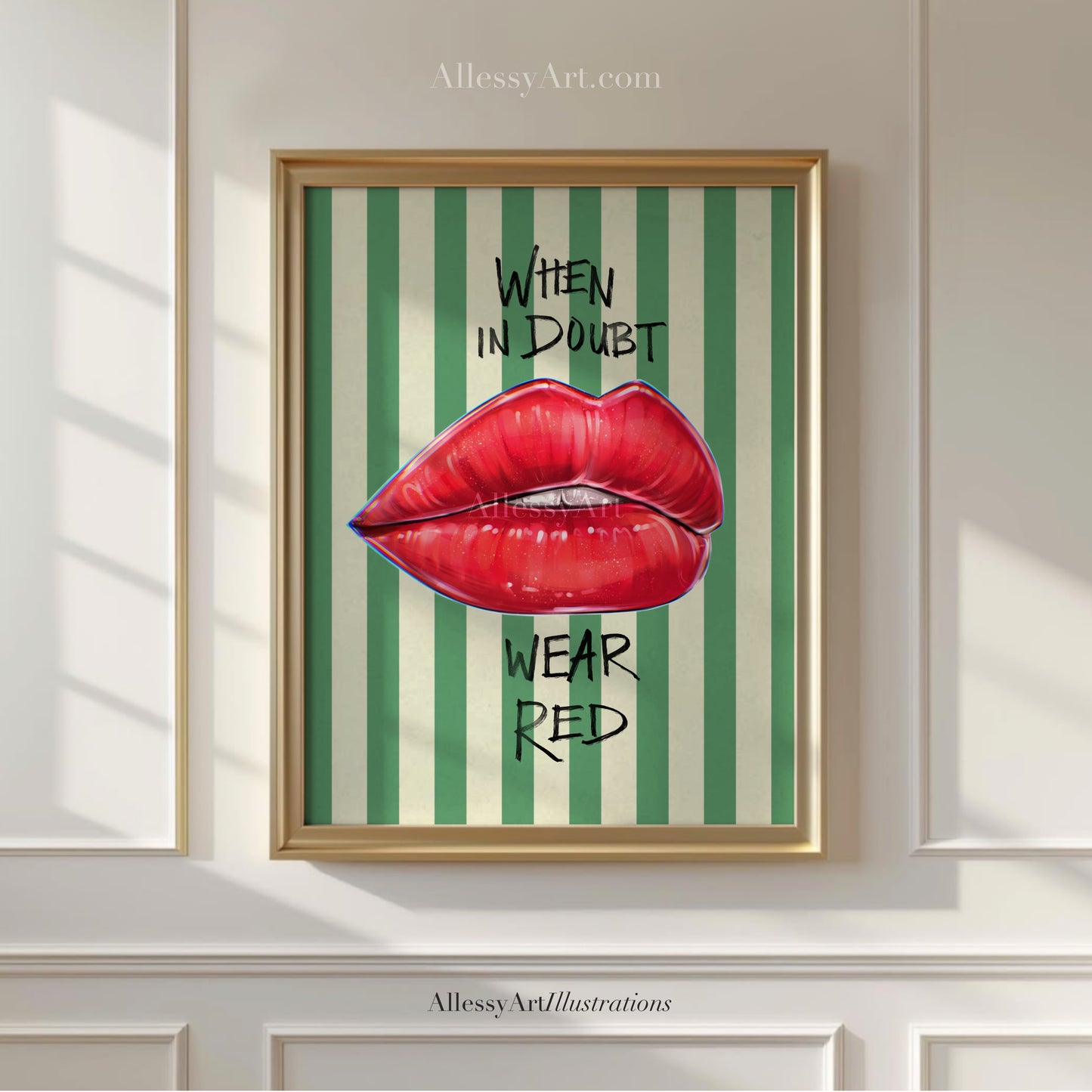 When in Doubt Wear Red Poster — Matte Vertical Lip Art Wall Print