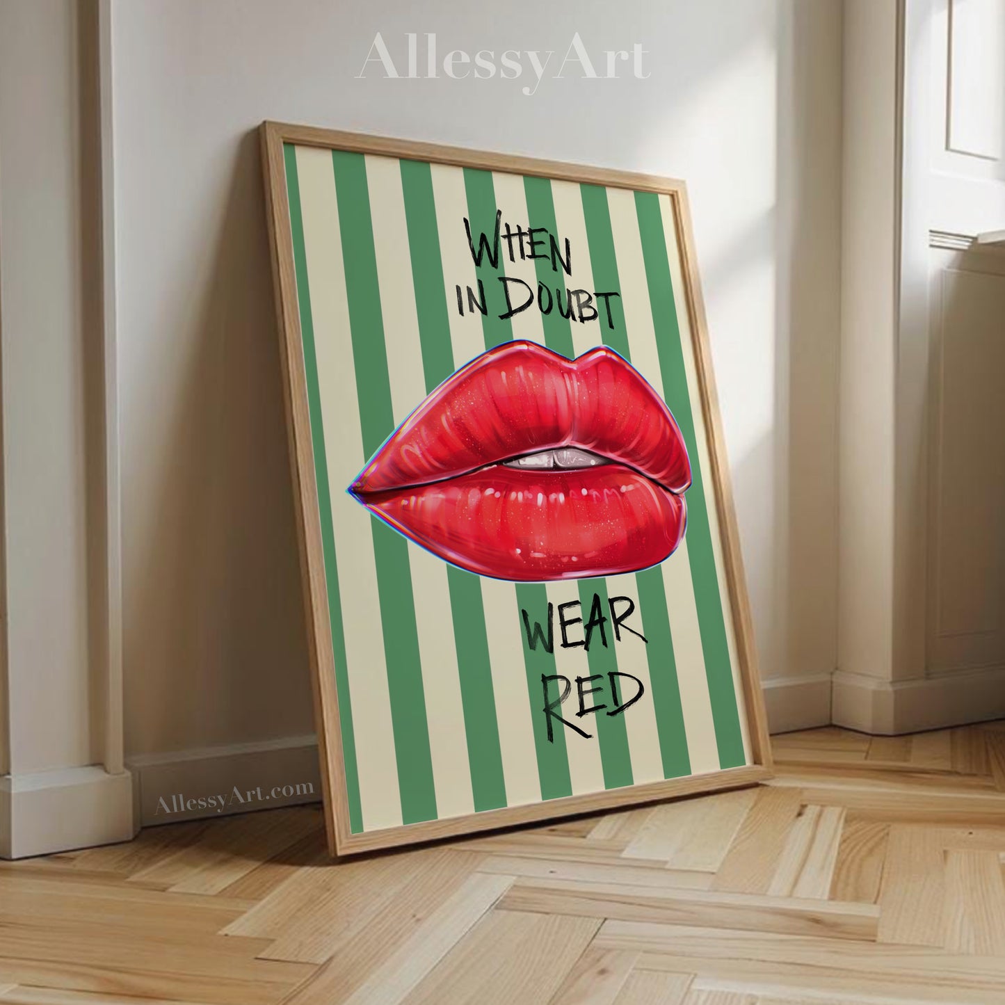 When in Doubt Wear Red Poster — Matte Vertical Lip Art Wall Print