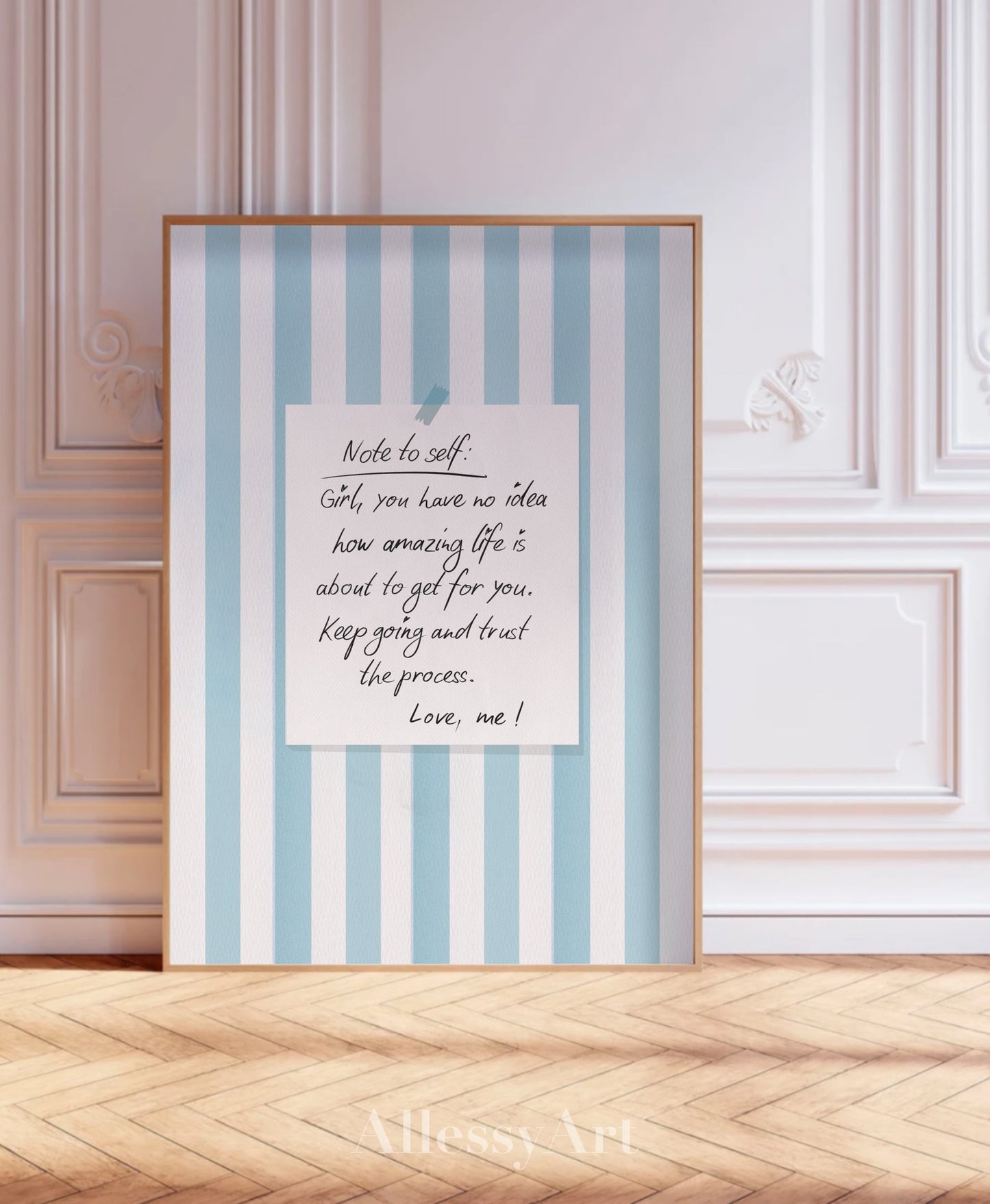 Motivational Note Poster — "Note to self: Girl, you have no idea how amazing life is about to get for you" Matte Vertical Wall Art