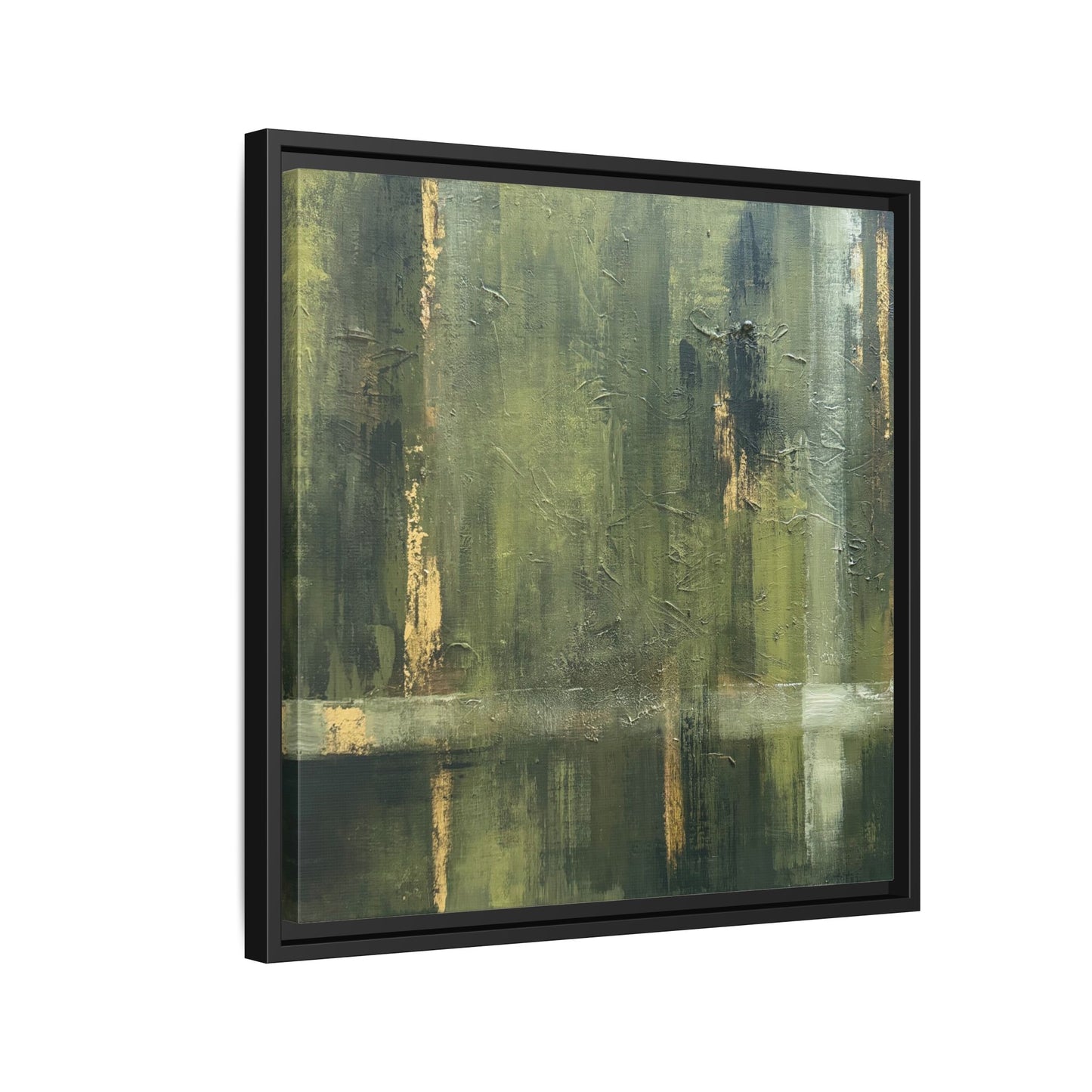 Abstract “Olive Green” Matte Canvas Framed Wall Art by AllessyArt