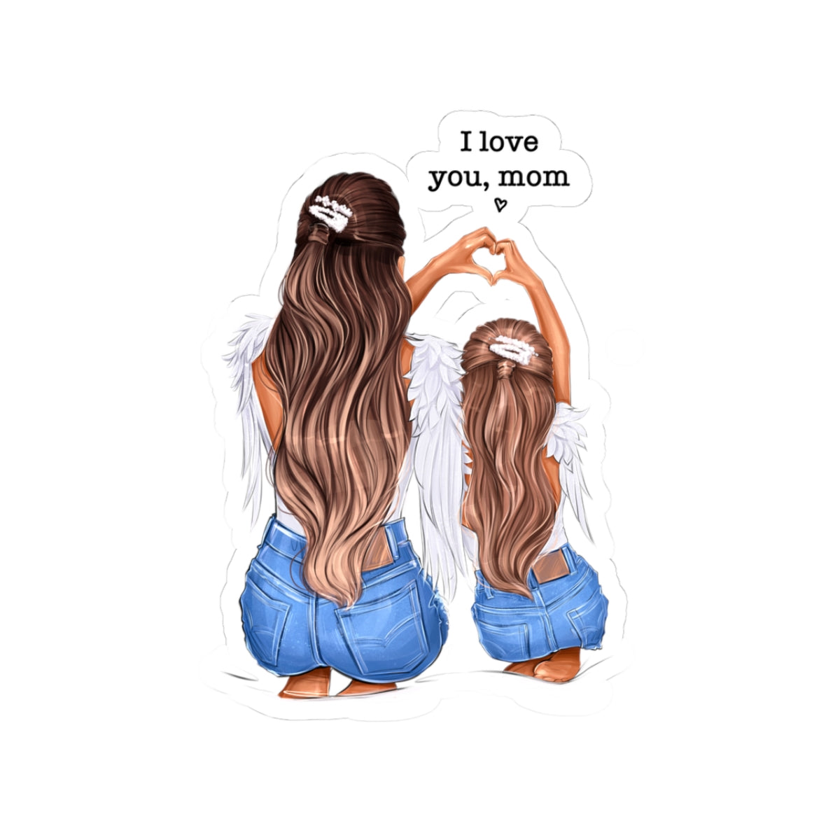 Mother & Daughter Kiss-Cut Stickers - 'I Love You, Mom'