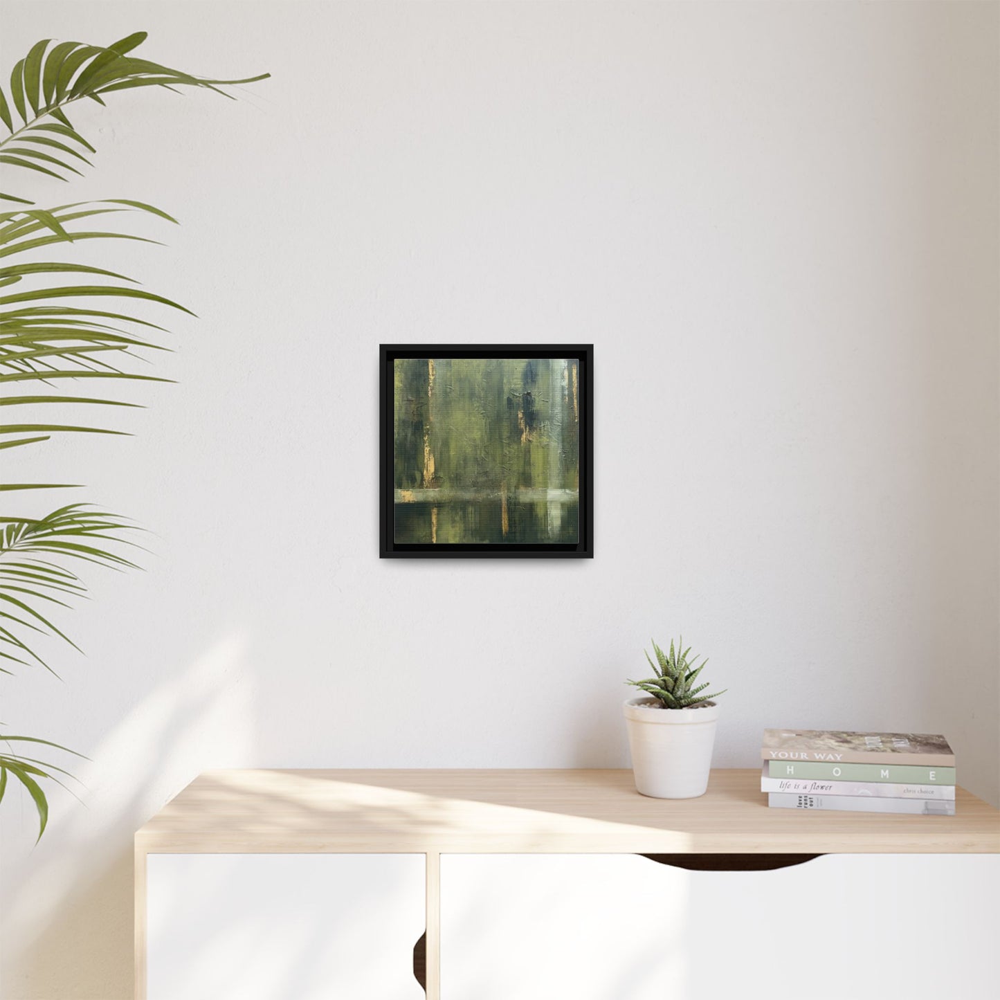 Abstract “Olive Green” Matte Canvas Framed Wall Art by AllessyArt