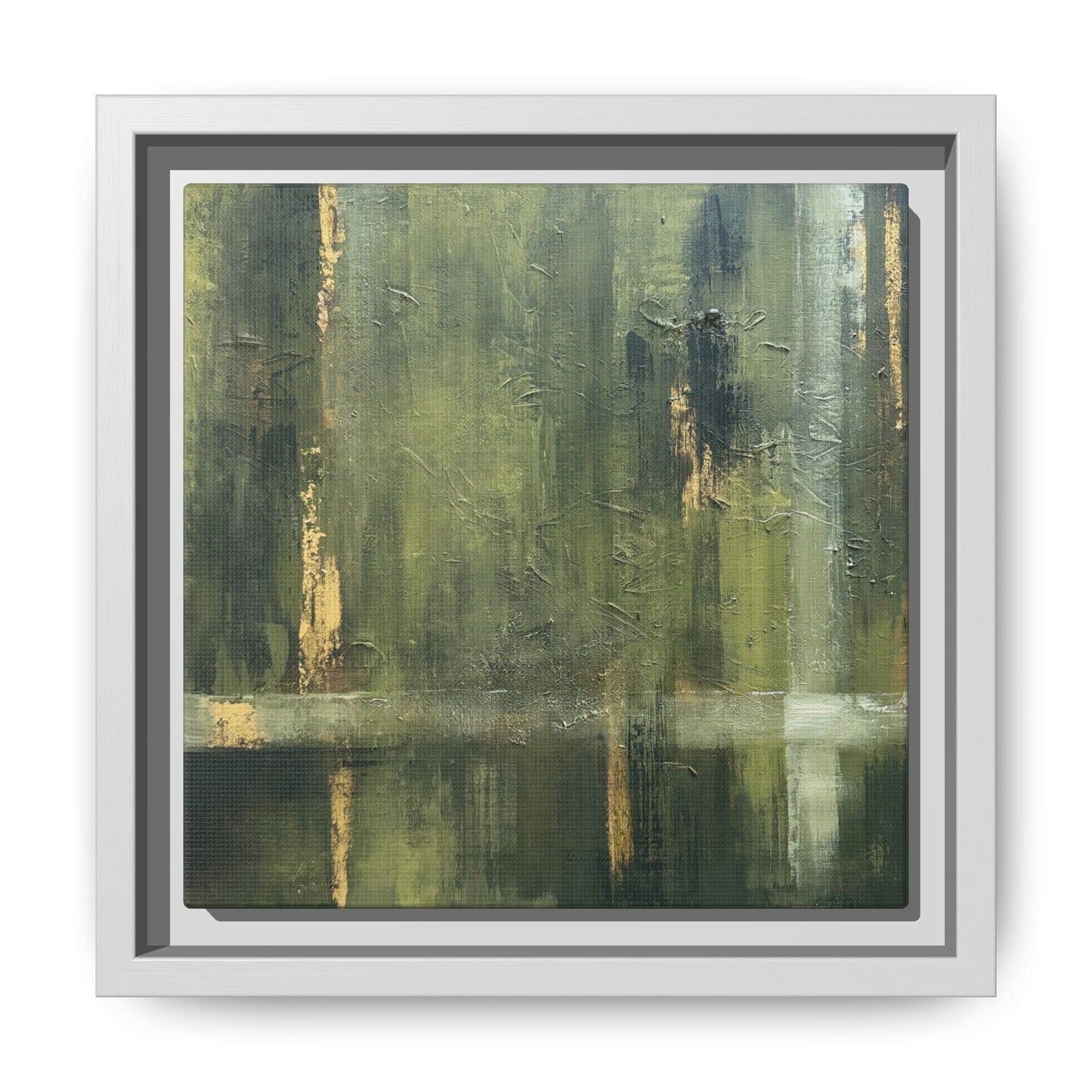 Abstract “Olive Green” Matte Canvas Framed Wall Art by AllessyArt