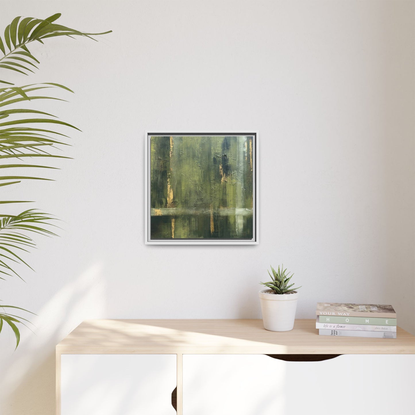 Abstract “Olive Green” Matte Canvas Framed Wall Art by AllessyArt