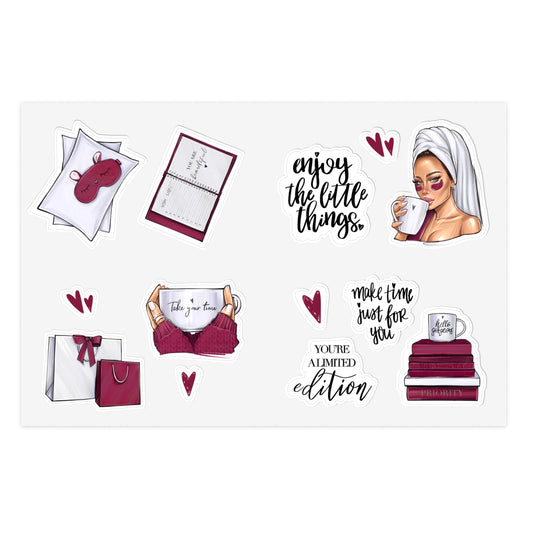 Sticker Sheets - Self-care, self-LOVE, self-Time stickers by AllessyArt