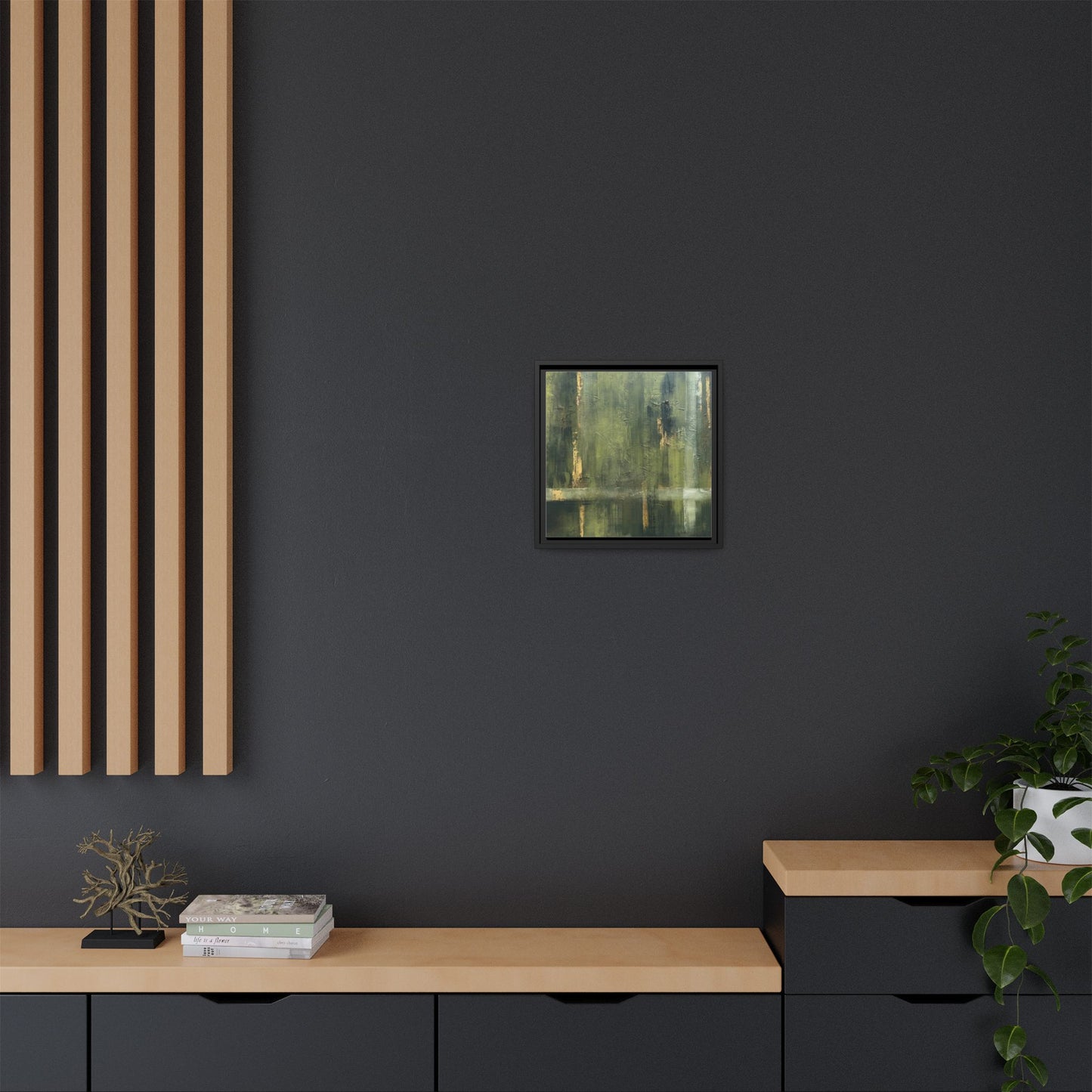 Abstract “Olive Green” Matte Canvas Framed Wall Art by AllessyArt