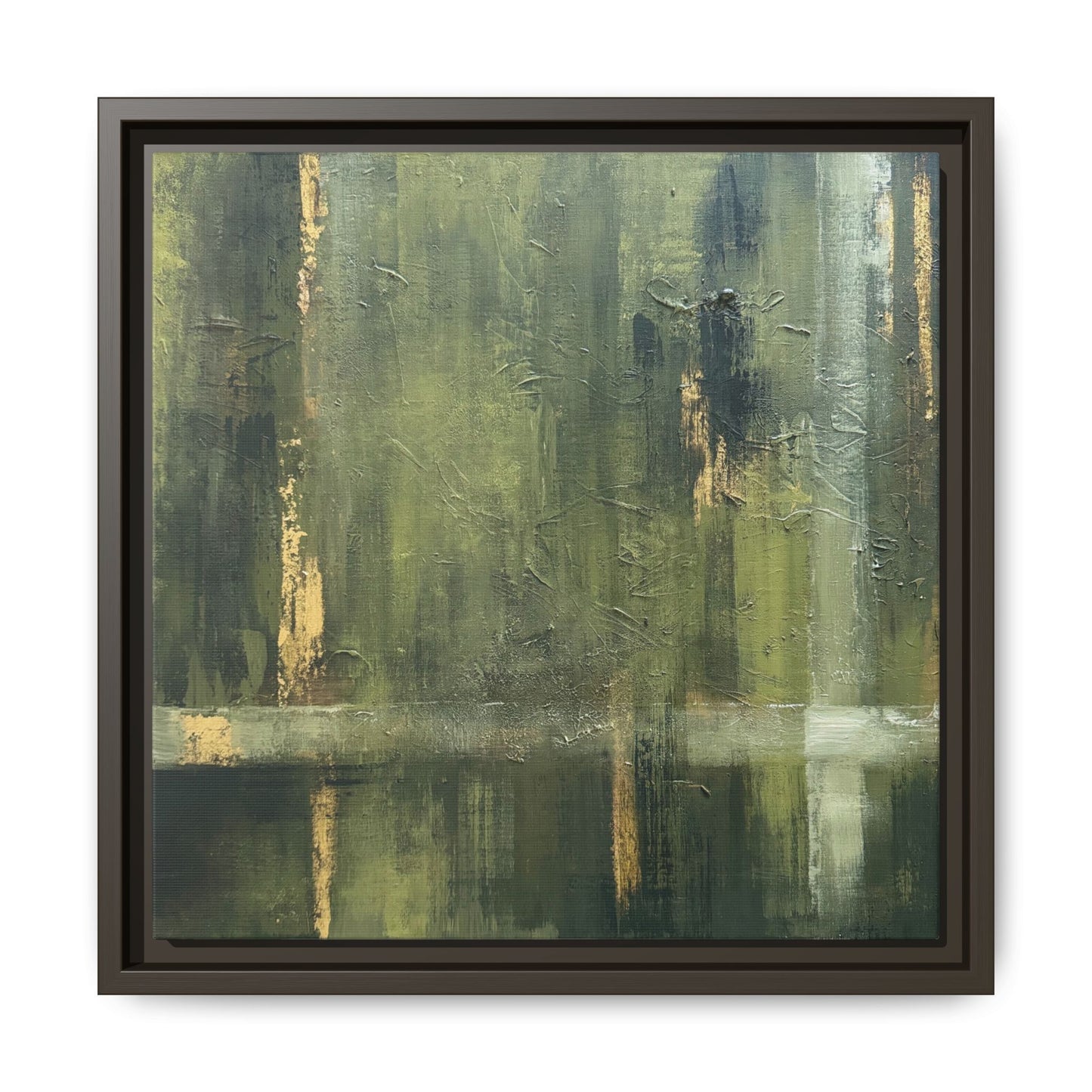 Abstract “Olive Green” Matte Canvas Framed Wall Art by AllessyArt