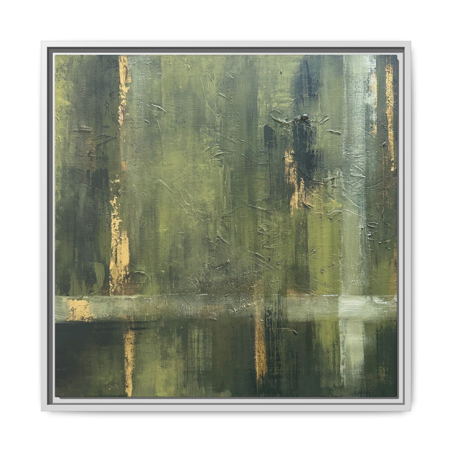 Abstract “Olive Green” Matte Canvas Framed Wall Art by AllessyArt