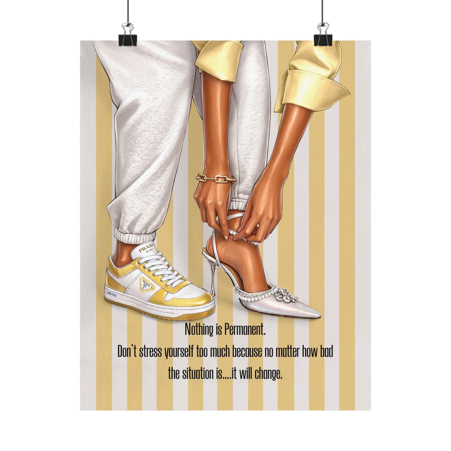 Motivational Fashion Poster — "Nothing Is Permanent" Matte Vertical Art