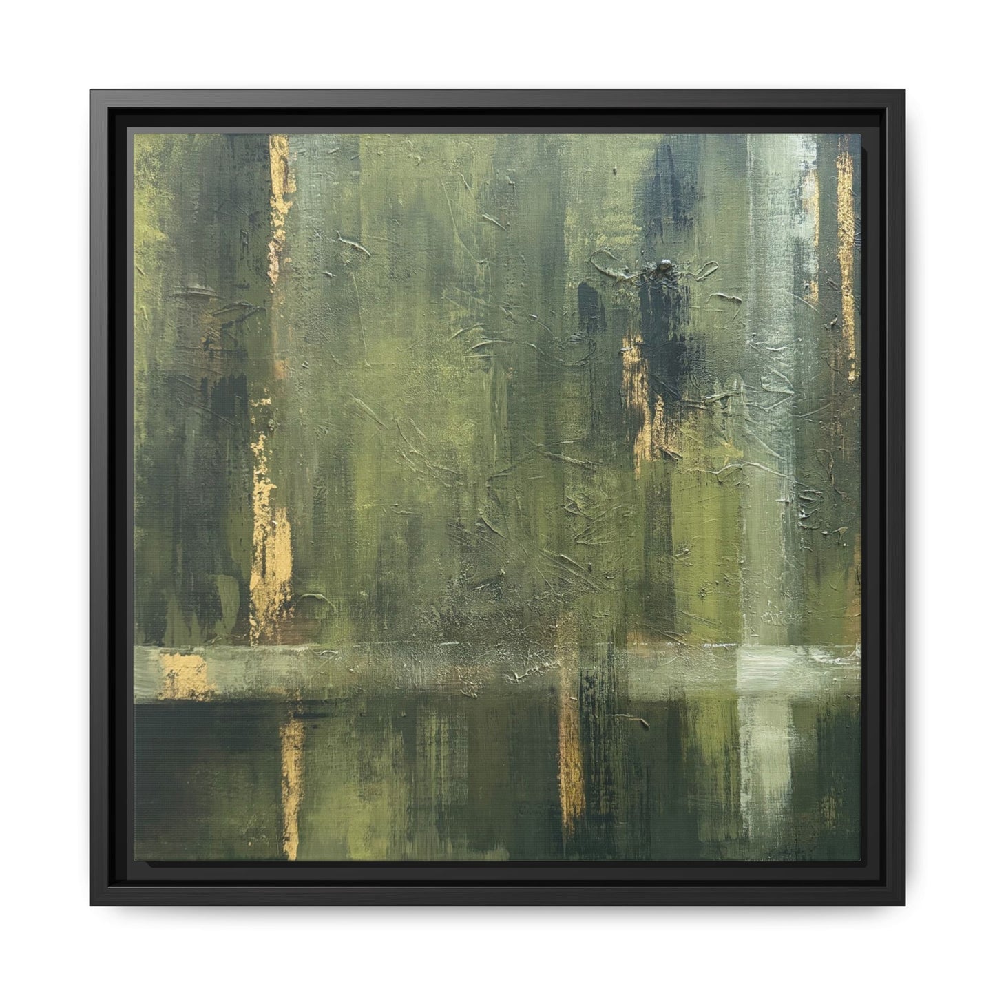 Abstract “Olive Green” Matte Canvas Framed Wall Art by AllessyArt