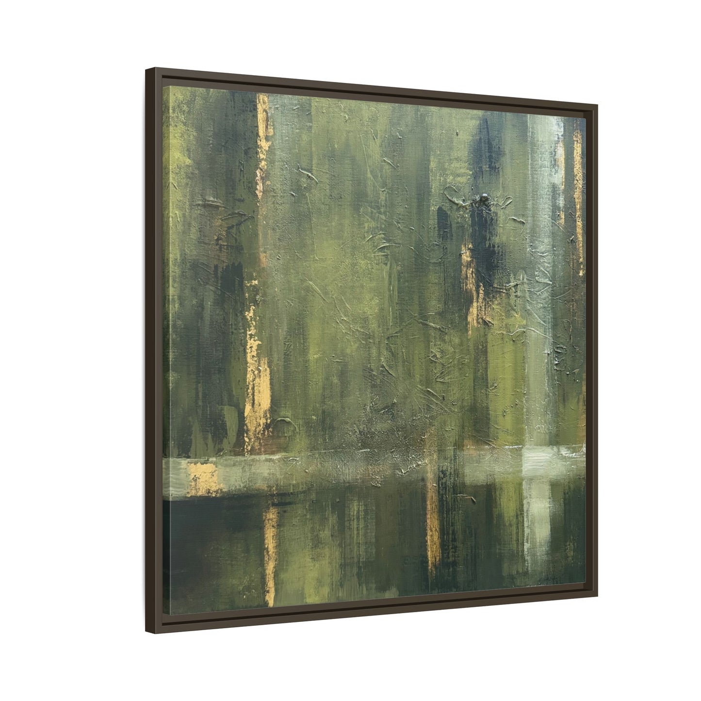 Abstract “Olive Green” Matte Canvas Framed Wall Art by AllessyArt