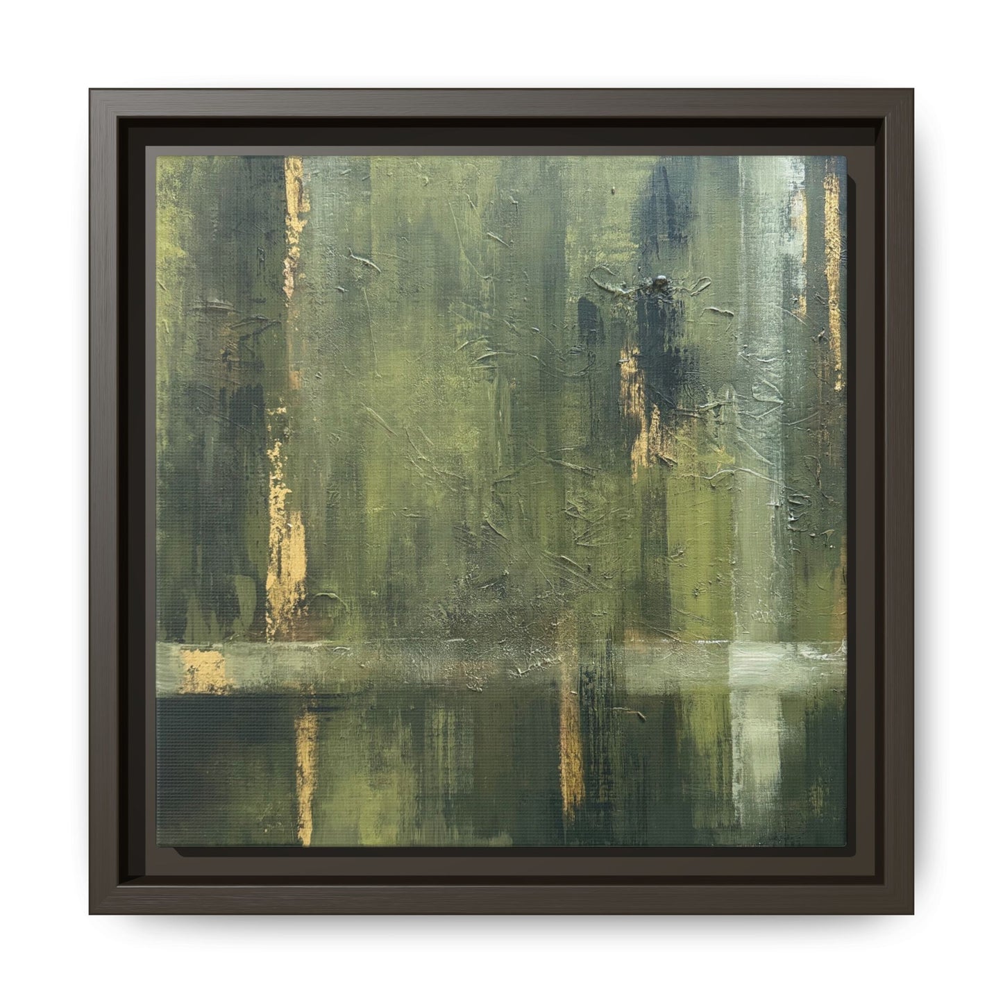 Abstract “Olive Green” Matte Canvas Framed Wall Art by AllessyArt