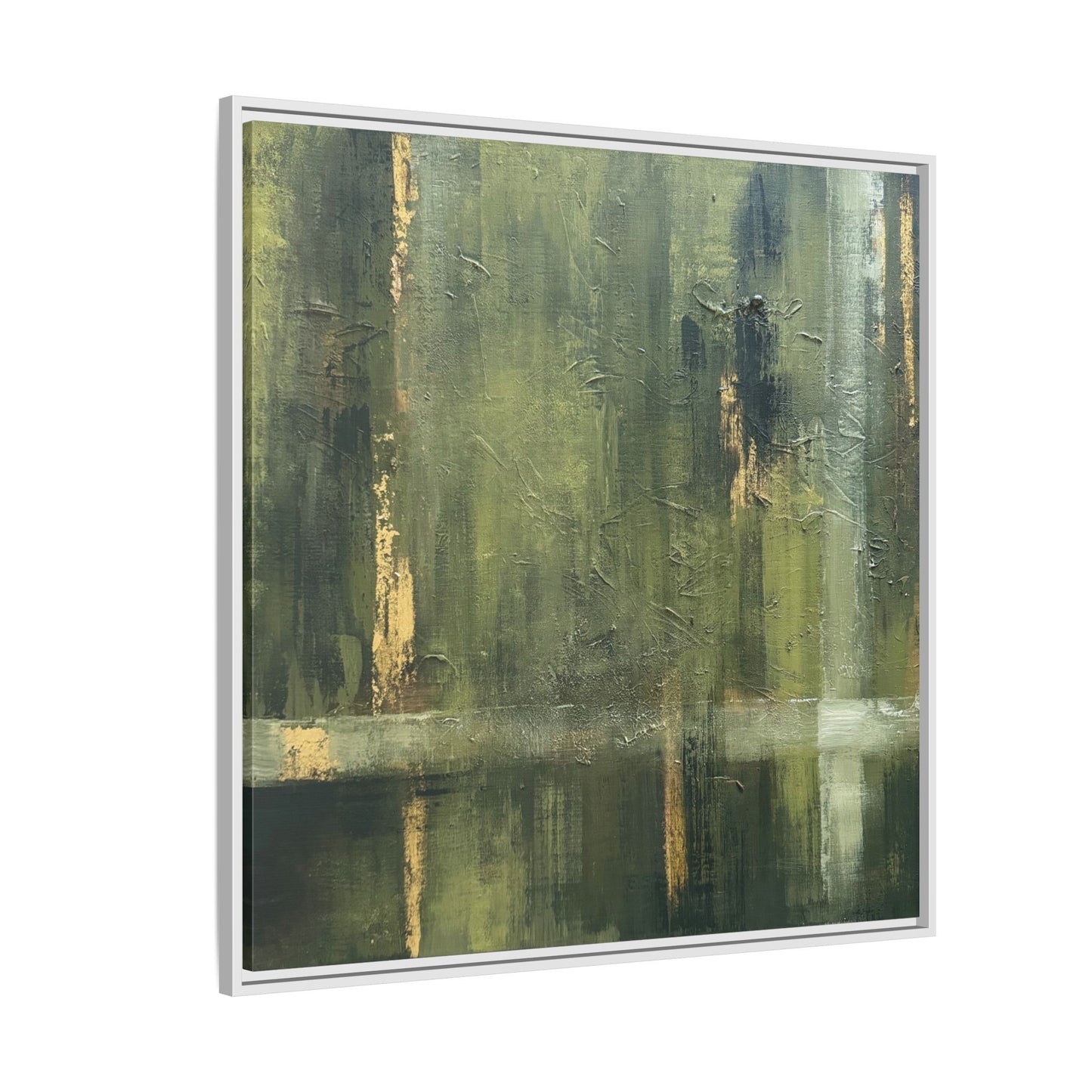 Abstract “Olive Green” Matte Canvas Framed Wall Art by AllessyArt