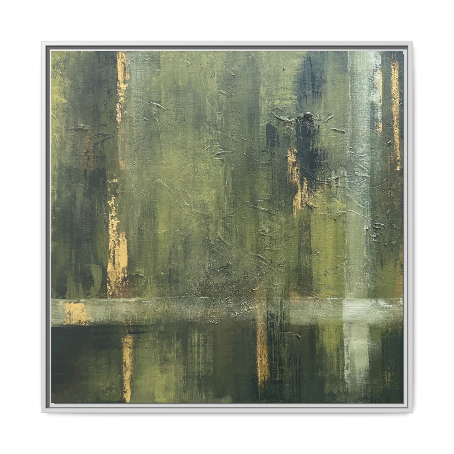 Abstract “Olive Green” Matte Canvas Framed Wall Art by AllessyArt