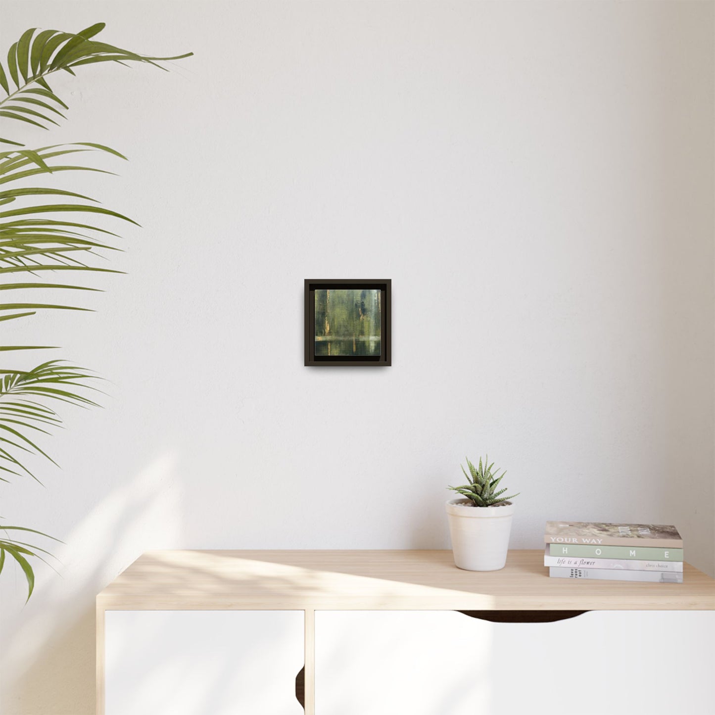 Abstract “Olive Green” Matte Canvas Framed Wall Art by AllessyArt