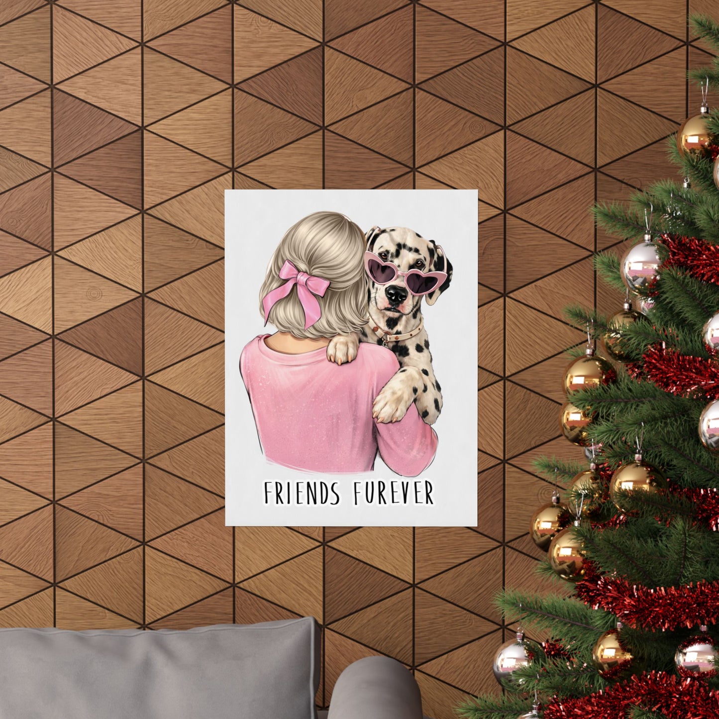 Friends Furever Pink Poster Custom Pet Art - Woman Poster Wall Art - Dog Mom