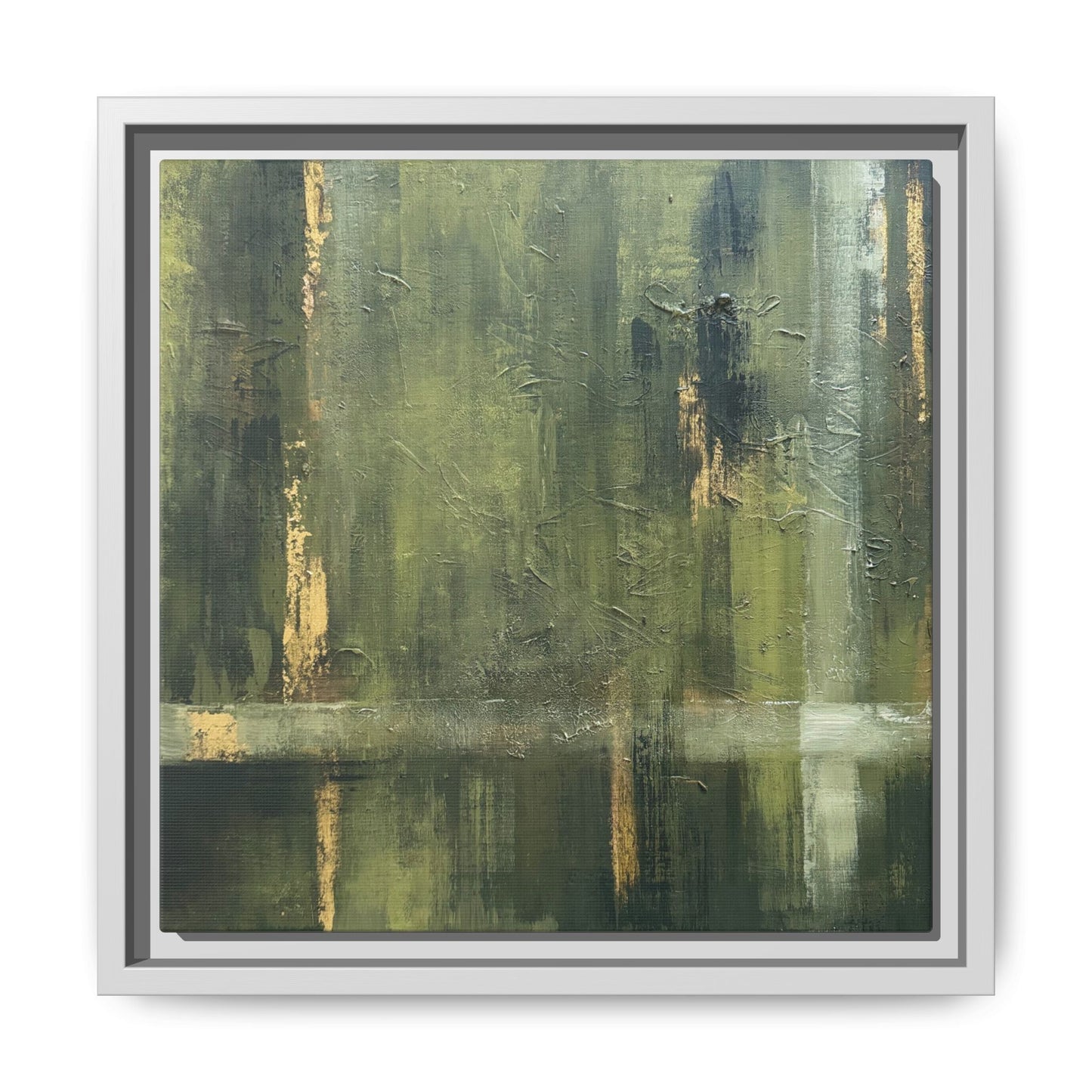 Abstract “Olive Green” Matte Canvas Framed Wall Art by AllessyArt