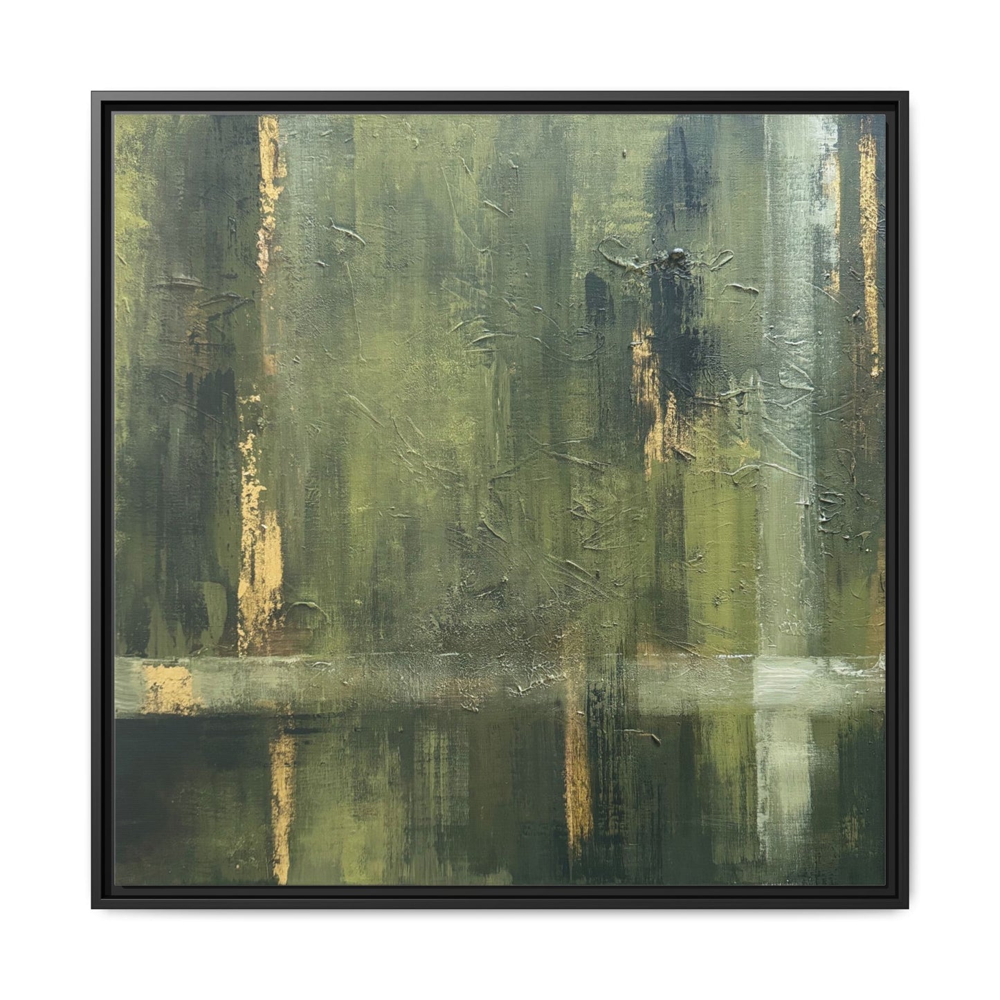 Abstract “Olive Green” Matte Canvas Framed Wall Art by AllessyArt