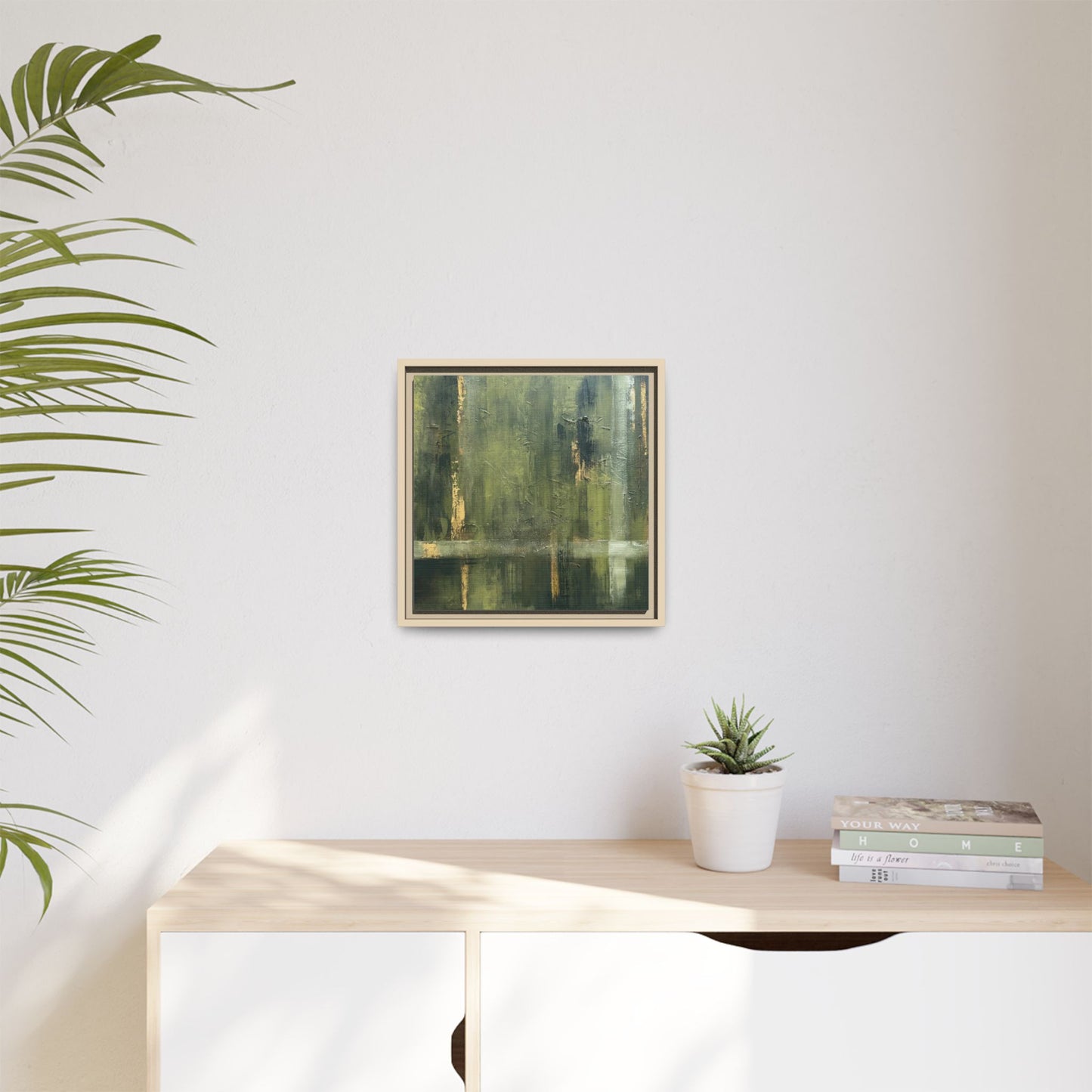 Abstract “Olive Green” Matte Canvas Framed Wall Art by AllessyArt