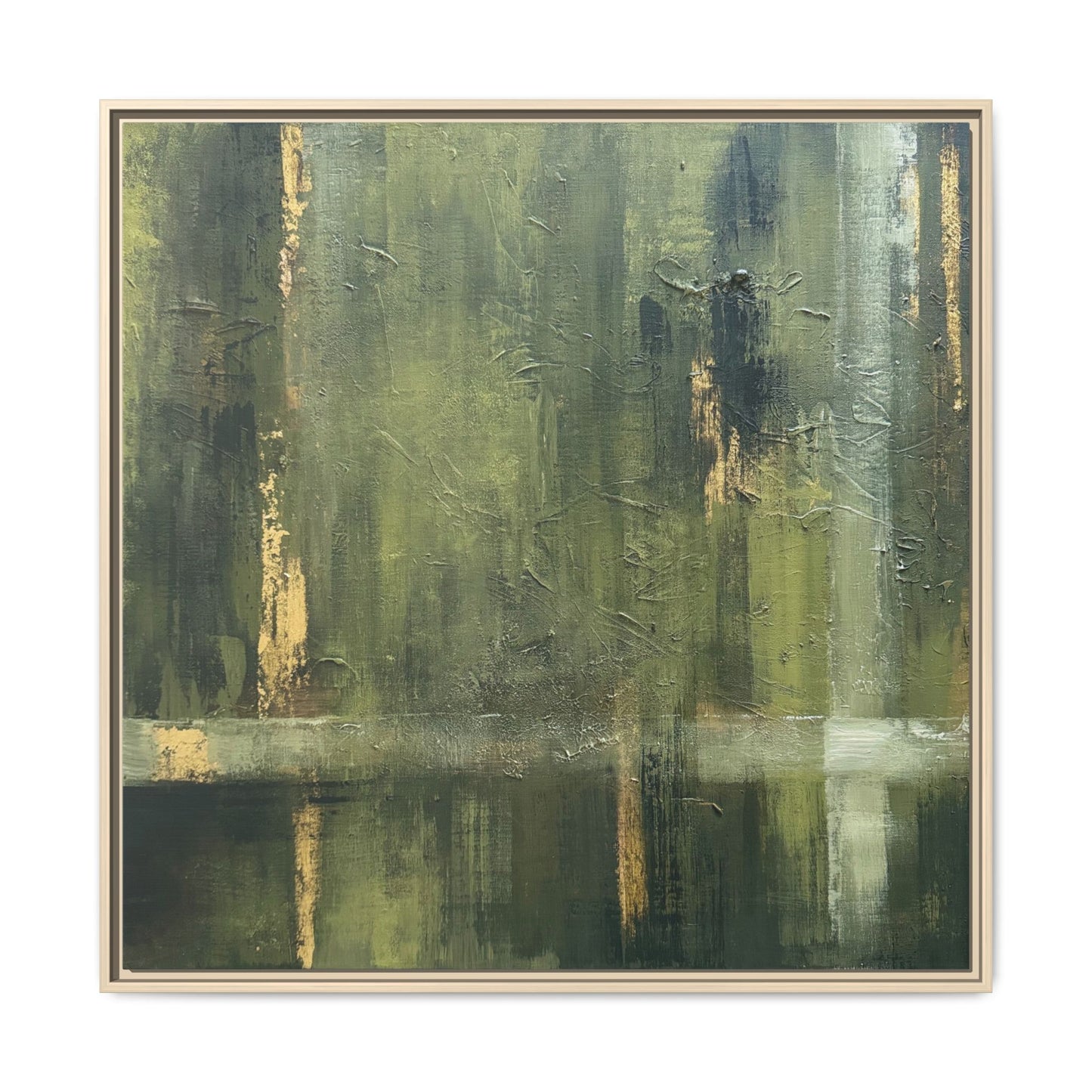 Abstract “Olive Green” Matte Canvas Framed Wall Art by AllessyArt