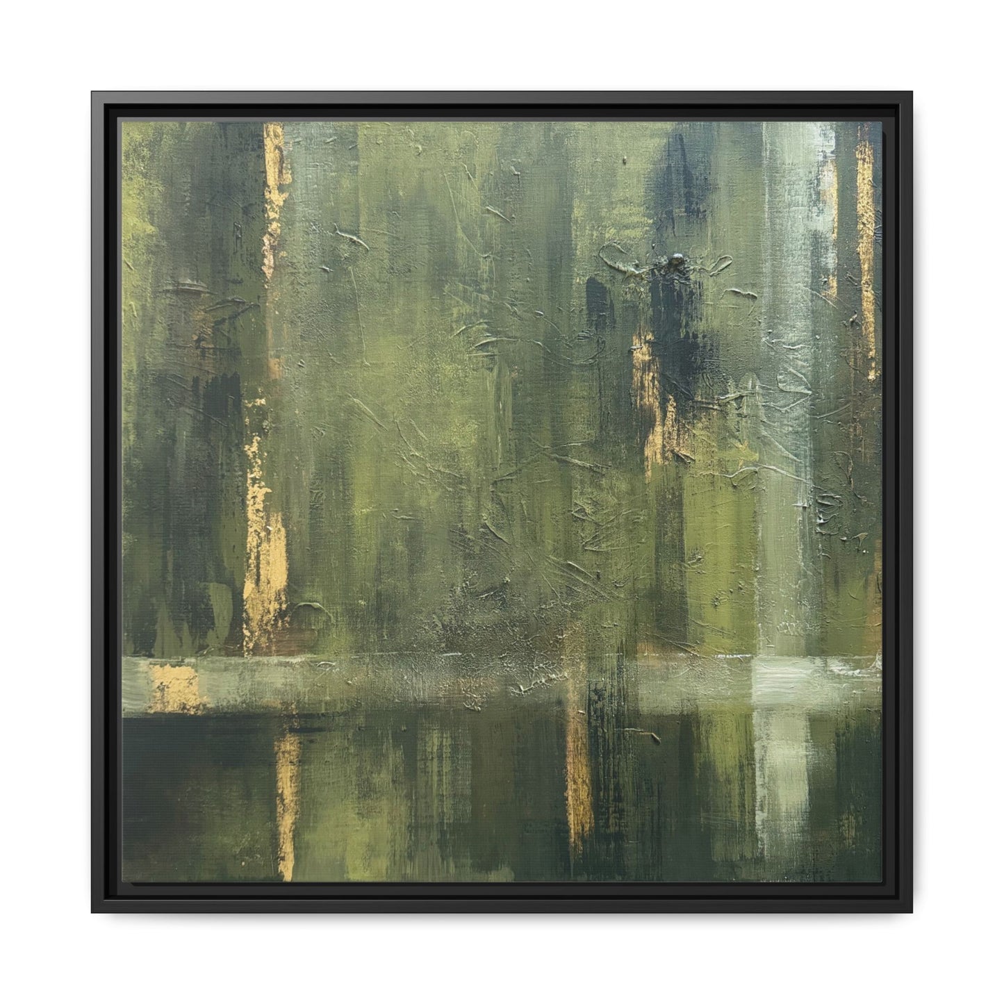 Abstract “Olive Green” Matte Canvas Framed Wall Art by AllessyArt