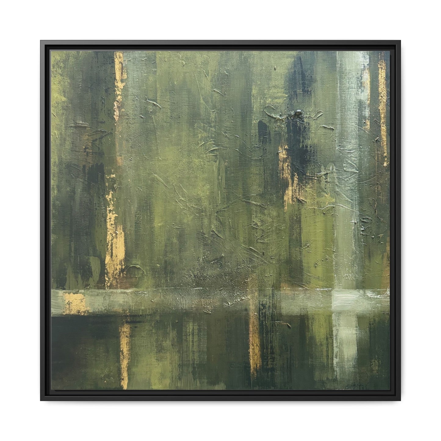 Abstract “Olive Green” Matte Canvas Framed Wall Art by AllessyArt