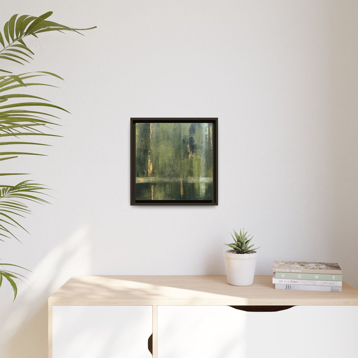 Abstract “Olive Green” Matte Canvas Framed Wall Art by AllessyArt