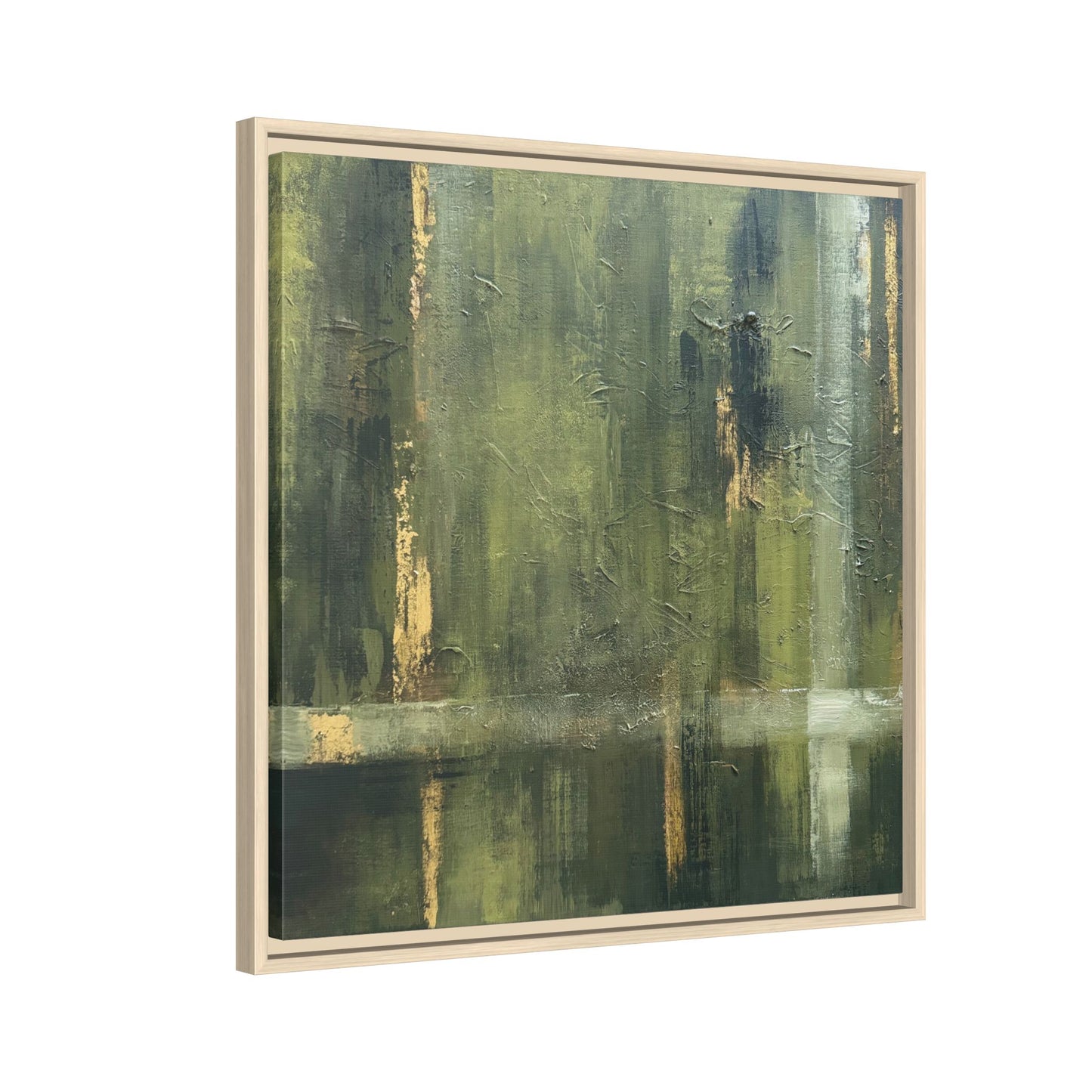 Abstract “Olive Green” Matte Canvas Framed Wall Art by AllessyArt