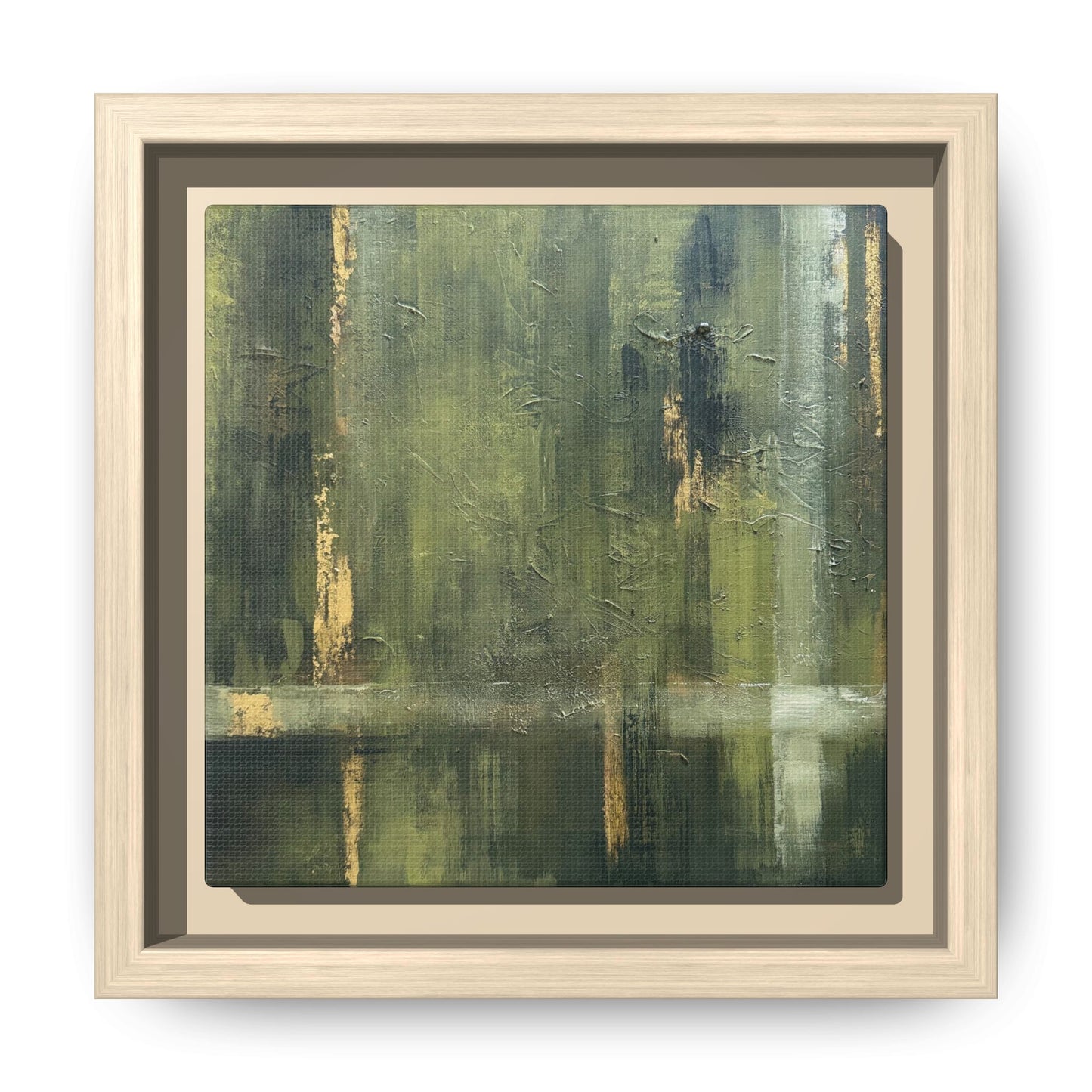 Abstract “Olive Green” Matte Canvas Framed Wall Art by AllessyArt