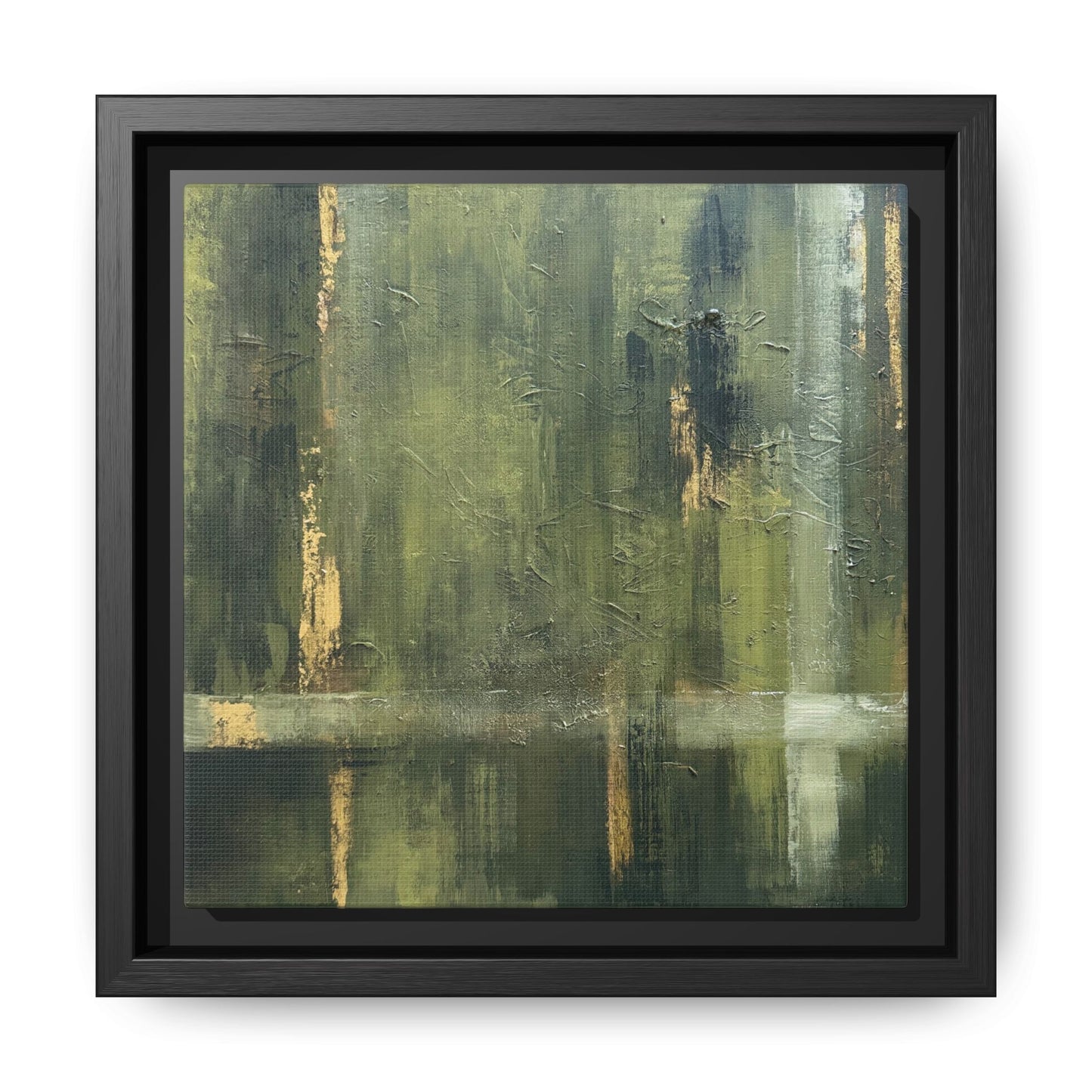 Abstract “Olive Green” Matte Canvas Framed Wall Art by AllessyArt