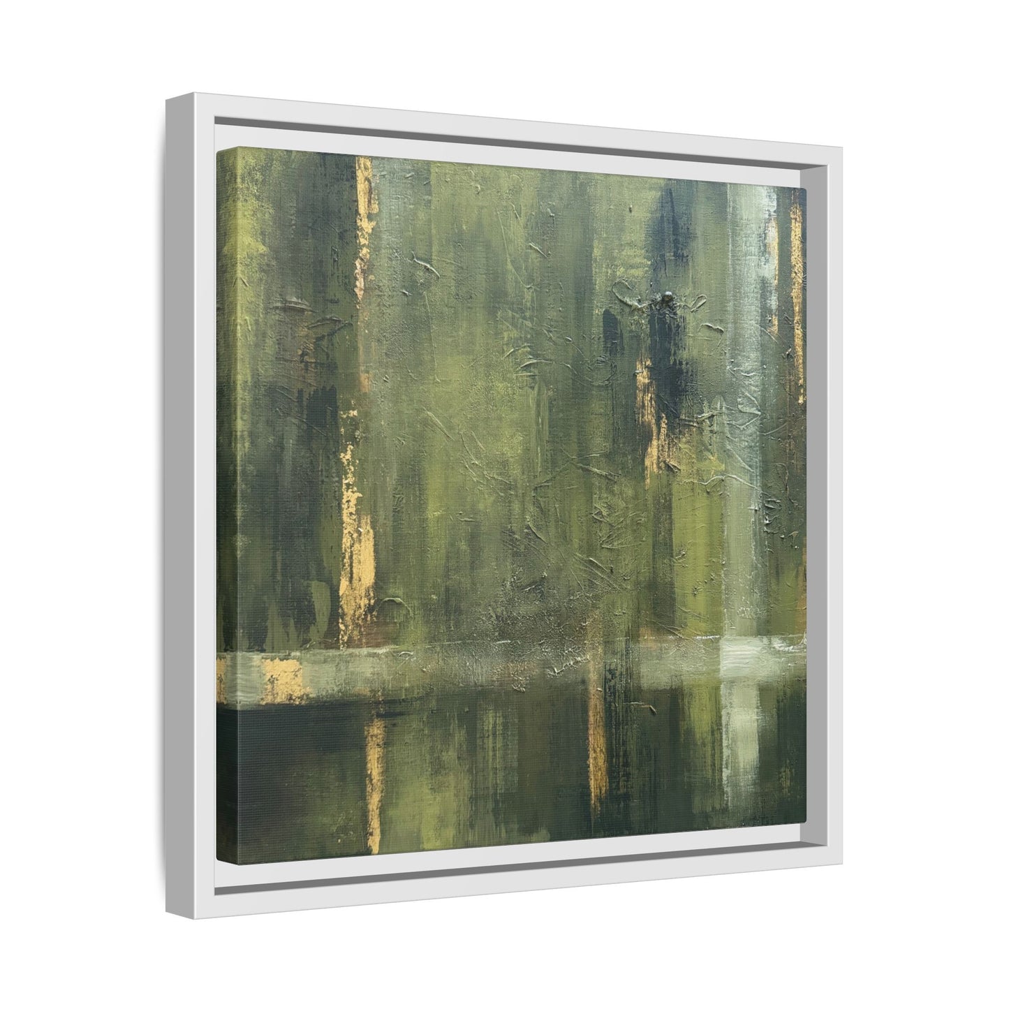 Abstract “Olive Green” Matte Canvas Framed Wall Art by AllessyArt
