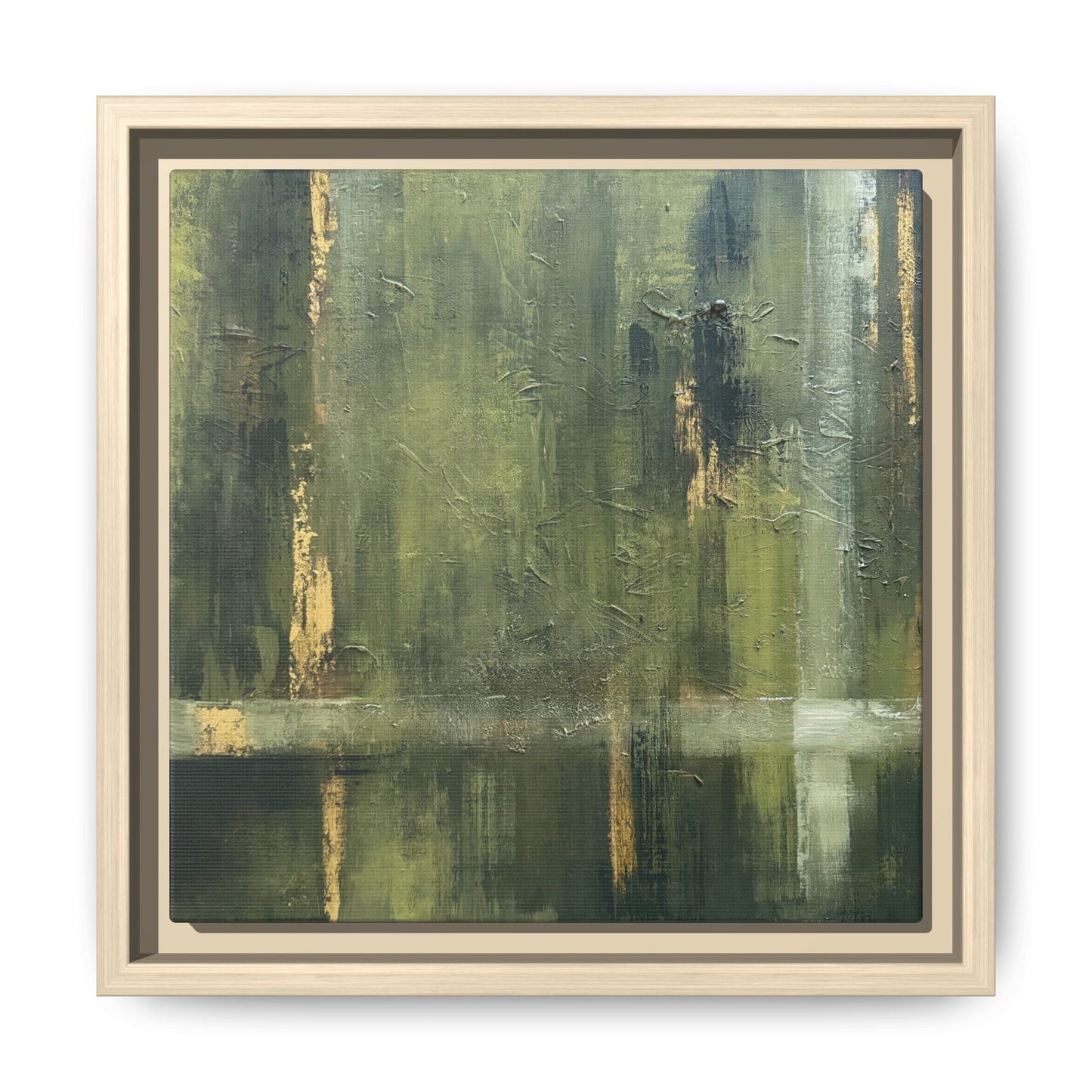 Abstract “Olive Green” Matte Canvas Framed Wall Art by AllessyArt