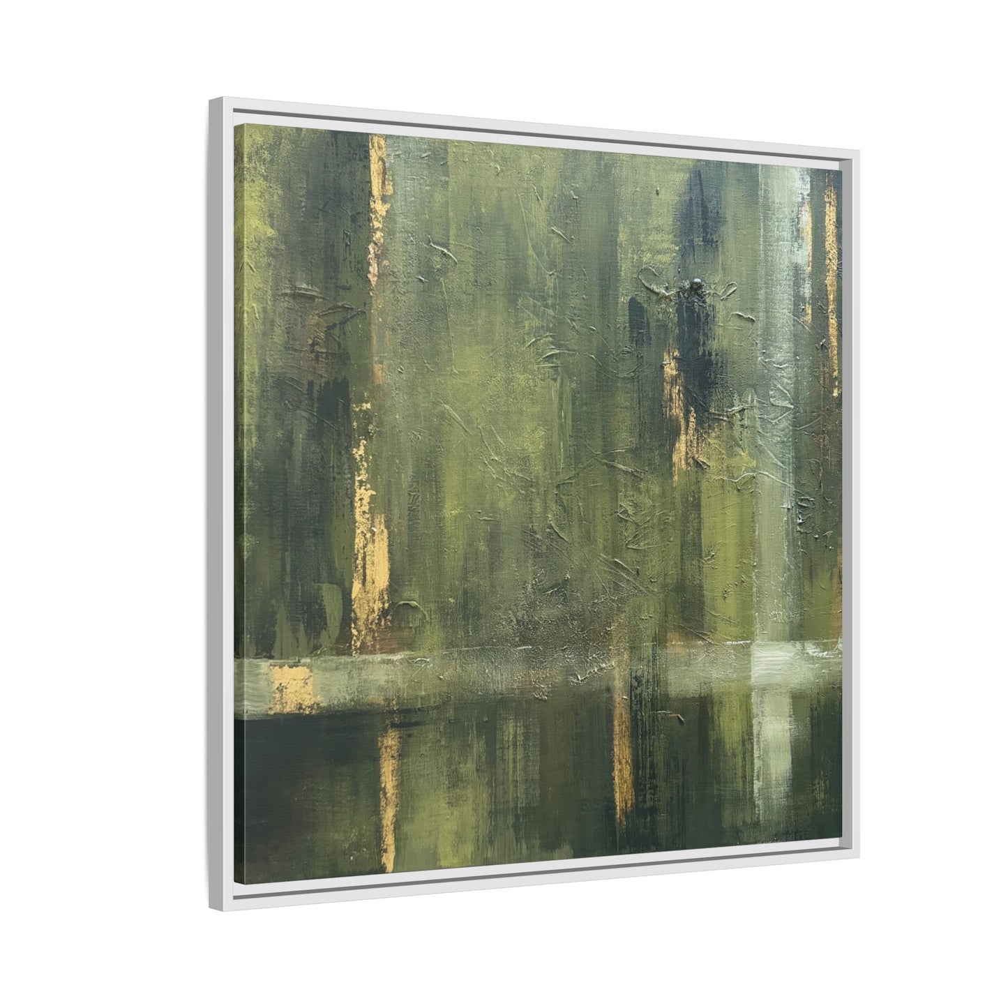 Abstract “Olive Green” Matte Canvas Framed Wall Art by AllessyArt