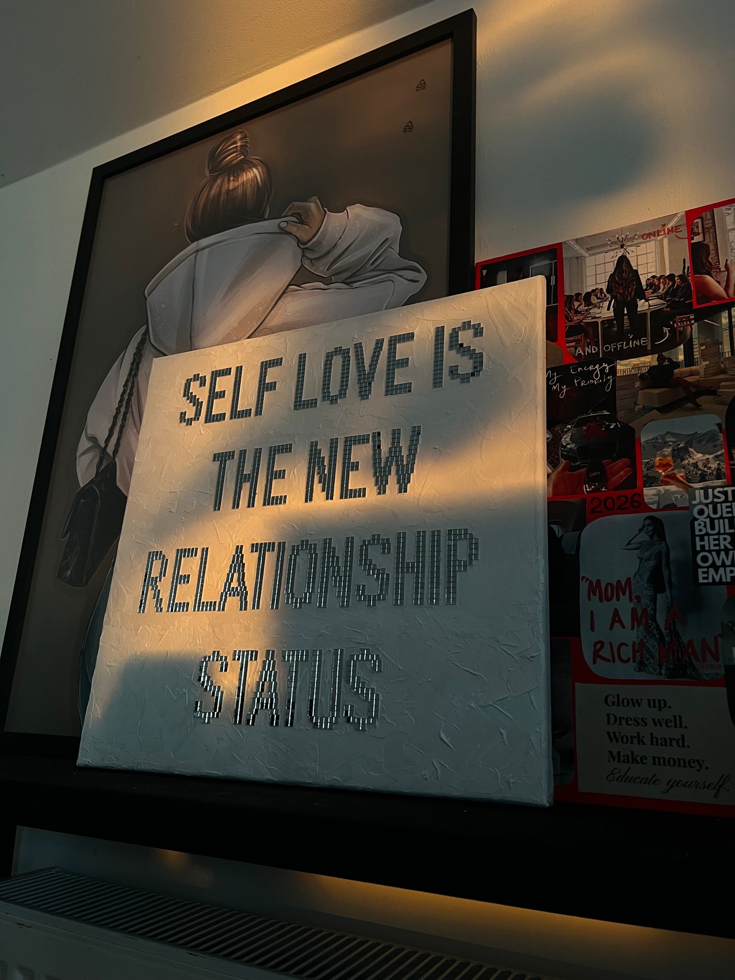 3D Wall Decor. Original Canvas Art by AllessyArt. Textured Artwork. Self Love Disco